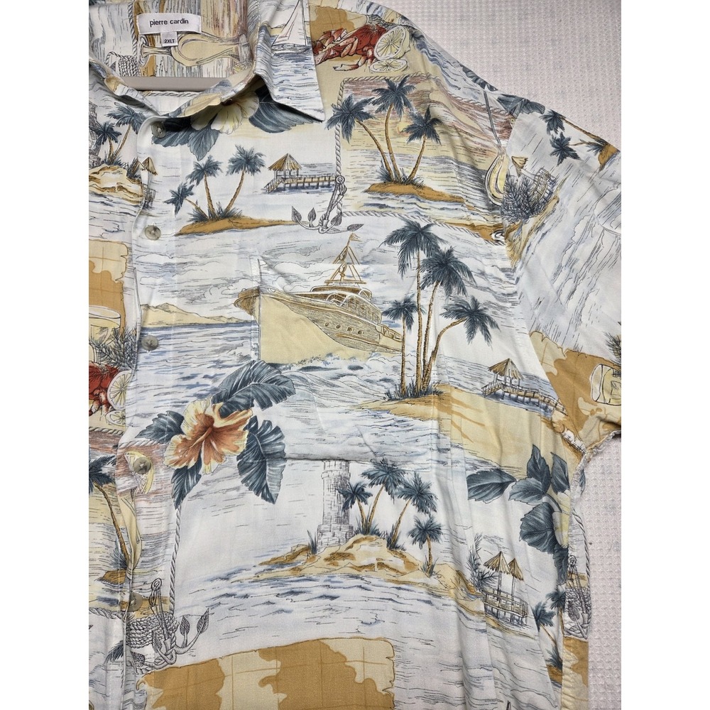 Pierre Cardin Hawaiian Shirt Mens 2XLT Tall Tropical Print Short Sleeve... - Picture 3 of 5